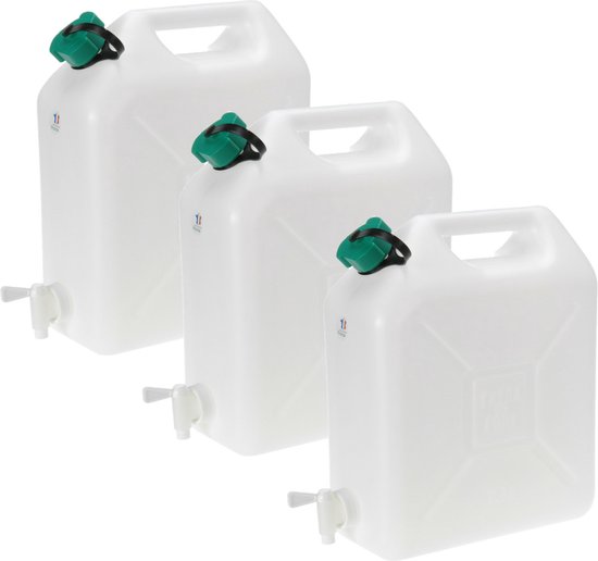 Jerrycan voor water - 3x - 10 liter - Kunststof - met kraantje en dop ...