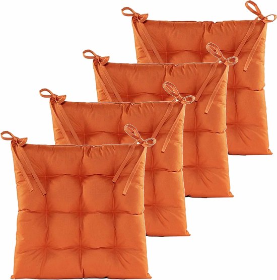 Anna's collection Coussin de chaise rembourré - 4x - orange - 38 x 38 cm  -... | bol.com