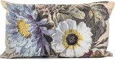 Anna's collection buitenkussen bloem - Creme/wit - 30 x 50 cm - Water en UV bestendig
