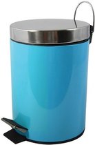 MSV Prullenbak/ poubelle à pédale - métal - bleu turquoise - 3 litres - 17 x 25 cm - Salle de bain / WC