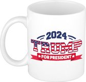 Bellatio Decorations mok/beker - Trump for president 2024 - wit - 300 ml