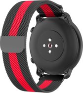Strap-it Milanees bandje 20mm - luxe smartwatch horlogeband geschikt voor Samsung Galaxy Watch 42mm / Active / Active2 - 40 & 44mm / Galaxy Watch 3 41mm / Gear Sport - Amazfit Bip / GTS 1-2-3-4 / GTR 42mm - Zwart/rood