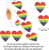 Rol met 500 Regenboog kleurige Hartjes met stickers - 2.5 cm diameter - Heart - Hearts - Pride - Rainbow - Decoratie - Versiering