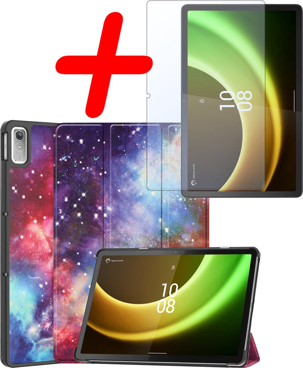 Hoesje Geschikt voor Lenovo Tab P11 (2e / 2nd Generatie) - Met Screenprotector - Trifold Bookcase - Hard Cover - Hardcover Book Case - Tablet Hoes - Galaxy