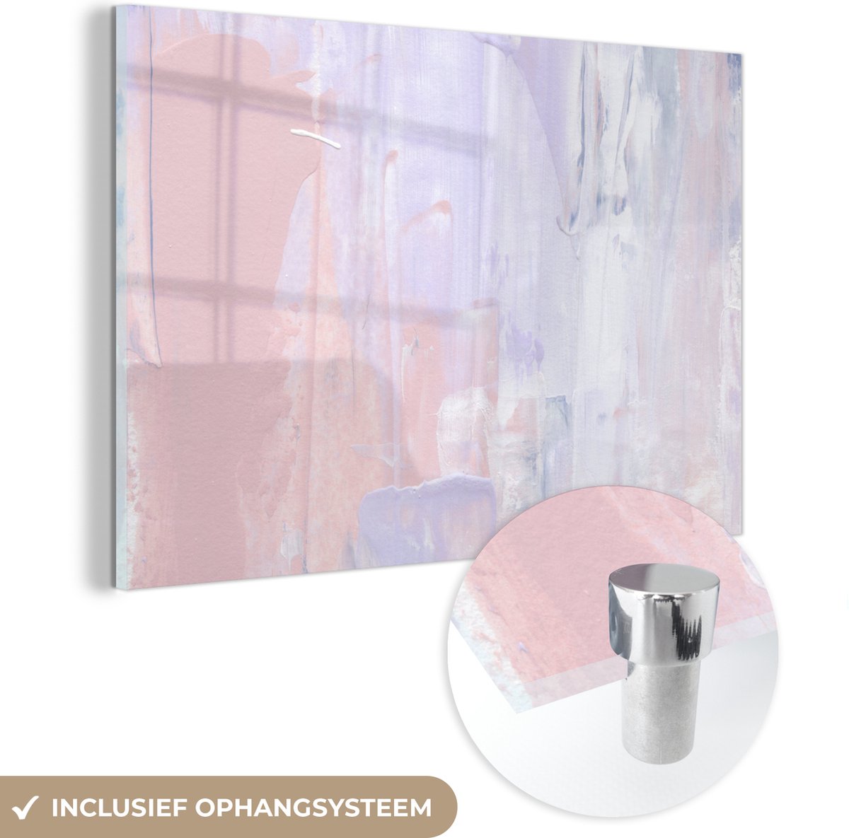 MuchoWow® Glasschilderij 60x40 cm - Schilderij acrylglas - Verf - Pastel - Design - Foto o