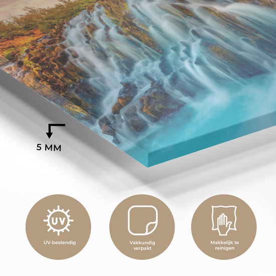 MuchoWow - Peinture sur verre - Photo sur verre - Verre acrylique - Chutes d'eau - Coucher de soleil - Paysage - Verre acrylique - Peinture sur verre - Décoration murale - 120x60 cm - Peinture sur verre