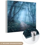 MuchoWow® Glasschilderij 50x50 cm - Schilderij acrylglas - Bomen - Natuur - Mist - Foto op glas - Schilderijen