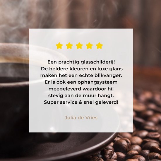 MuchoWow® Peinture sur Verre - Café - Chaud - Grains de café - 90x60 cm - Peintures sur Verre Acrylique - Photo sur Glas