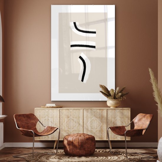 MuchoWow® Peinture sur verre 120x180 cm - Peinture sur verre acrylique - Ligne - Pastel - Design - Photo sur verre - Peintures