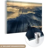 MuchoWow® Glasschilderij 90x60 cm - Schilderij acrylglas - Himalaya zonsopkomst - Foto op glas - Schilderijen