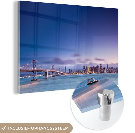 MuchoWow® Glasschilderij - San Francisco - Brug - Stad - 120x80 cm - Acrylglas Schilderijen - Foto op Glas