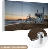 MuchoWow® Glasschilderij 40x20 cm - Schilderij acrylglas - Strand - Amerika - Los Angeles - Foto op glas - Schilderijen