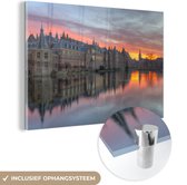 MuchoWow® Glasschilderij 30x20 cm - Schilderij glas - Den Haag - Binnenhof - Zon - Foto op acrylglas - Schilderijen
