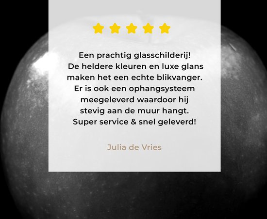 MuchoWow® Peinture sur verre 180x120 cm - Peinture sur verre acrylique - Pomme - noir et blanc - Photo sur verre - Peintures