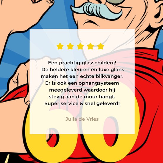 MuchoWow® Peinture sur verre 20x20 cm - Peinture sur verre acrylique - Anniversaire - 60 ans - Homme - Photo sur verre - Peintures