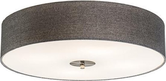 QAZQA drum jute – Moderne Plafondlamp met kap – 4 lichts – Ø 500 mm – Grijs – Woonkamer | Slaapkamer