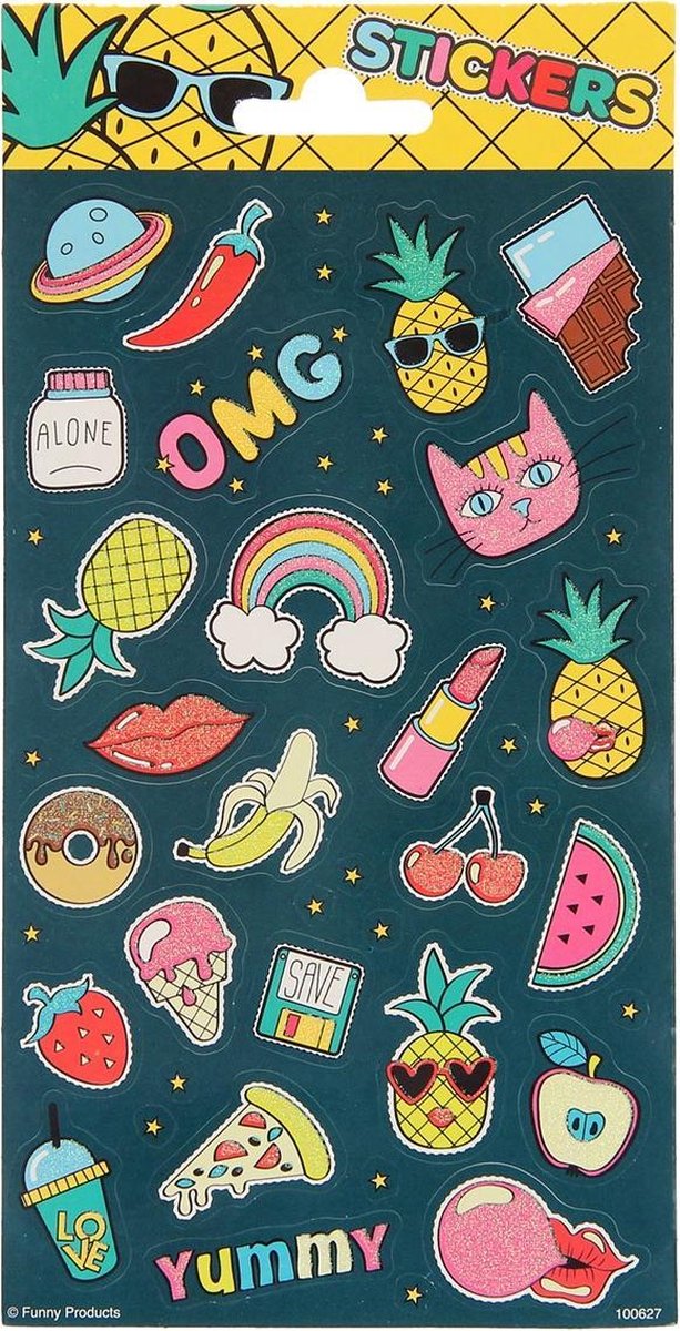Funny Products Stickervel Pineapple Junior Papier 46 Stuks