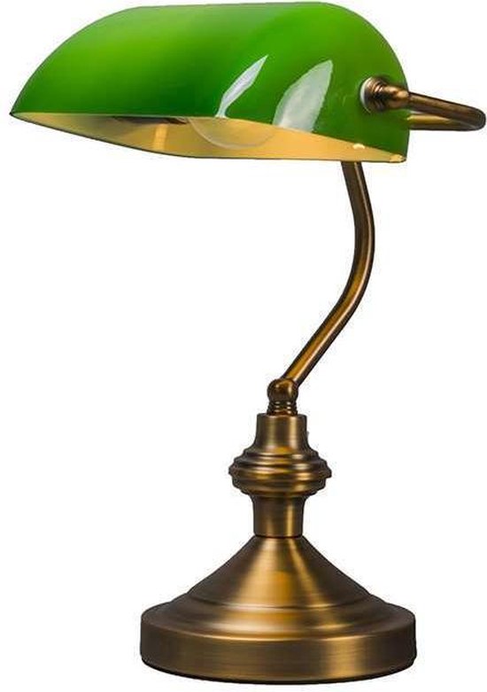 QAZQA banker - Klassieke Notarislamp | Bankierslamp - 1 lichts - H 350 mm -  Groen -... | bol