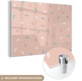 MuchoWow® Glasschilderij 60x40 cm - Schilderij acrylglas - Zomer - Patroon - Pastel - Foto op glas - Schilderijen