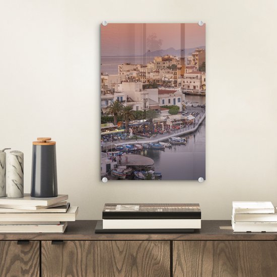 MuchoWow® Peinture sur verre 20x30 cm - Peinture sur verre acrylique - Crète - Bateaux - Grèce - Photo sur verre - Peintures