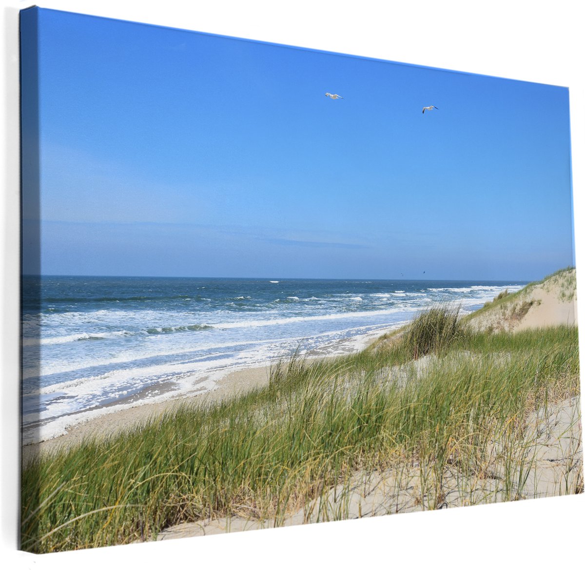 Texelphotos.nl - Foto afdruk op canvas - Texel duinpad - Noordzee - Duin - Strand - Zee - Wolkenlucht - Golven - Canvas doek – Wanddecoratie - Canvas schilderij – Natuur - Landschap - 90 x 60 cm.