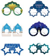 Set van 6 Feestelijke Papieren Brillen voor Eid Mubarak 2023 - Geschenken Ramadan - Decoratie - Versiering - Feest - Kids - Islamitisch - Moslim