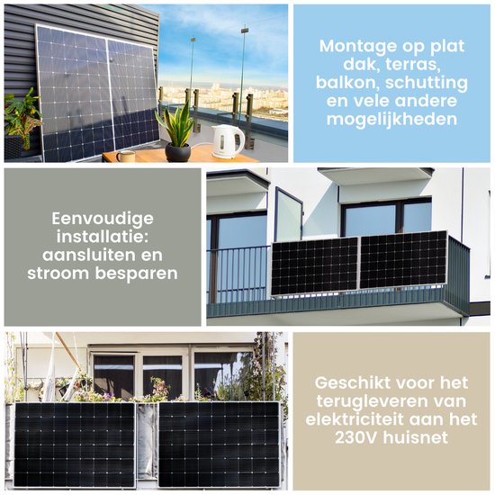 ZAAK. Technaxx 600 Watt balkonkrachtcentrale - zonnepanelen met stekker - compleet pakket aan te sluiten op het schuko stopcontact - plug & play - ZAAK.