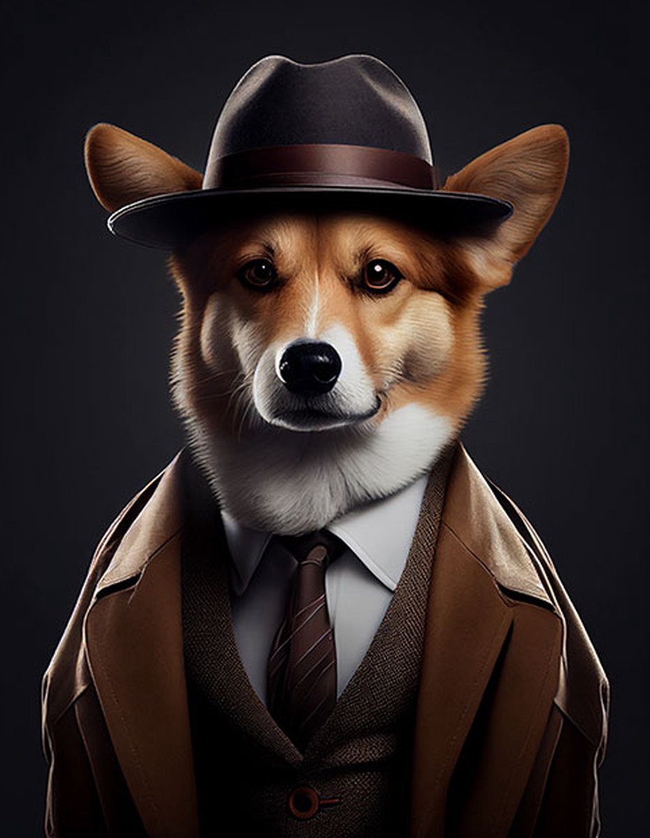 AI - Woondecoratie - Poster - Dieren - Hond - Pak - 5 - 40 x 50 cm