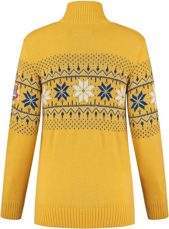 Pull femme Norvégien John Brillant - maille fine Fargerik - laine mérinos - jaune