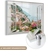 MuchoWow® Glasschilderij 120x80 cm - Schilderij acrylglas - Doorkijk - Vakantie - Water - Foto op glas - Schilderijen