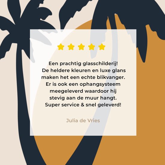 Peinture sur Verre - Palmier - Soleil - Pastel - 60x90 cm - Peintures sur Verre Acrylique - Photo sur Glas