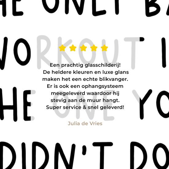 Peinture sur Verre - Citation en Anglais Le seul mauvais entraînement est celui que tu n'as pas fait - 80x120 cm - Peintures sur Verre Peintures - Photo sur Glas