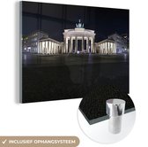 MuchoWow® Glasschilderij 180x120 cm - Schilderij acrylglas - Brandenburger Tor tijdens de nacht in Duitsland - Foto op glas - Schilderijen