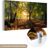 MuchoWow® Glasschilderij 40x20 cm - Schilderij acrylglas - Panorama van het Nationaal park New Forest in Engeland - Foto op glas - Schilderijen