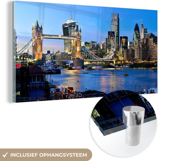 MuchoWow® Glasschilderij 80x40 cm - Schilderij acrylglas - Tower Bridge - Londen - Engeland - Foto op glas - Schilderijen