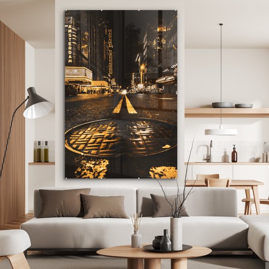 Peinture sur verre - Or - Rues - Amsterdam - 100x150 cm - Peintures en plexiglas