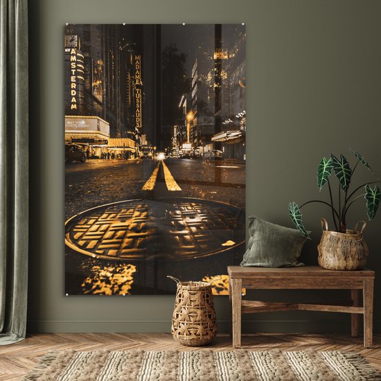 Peinture sur verre - Or - Rues - Amsterdam - 100x150 cm - Peintures en plexiglas