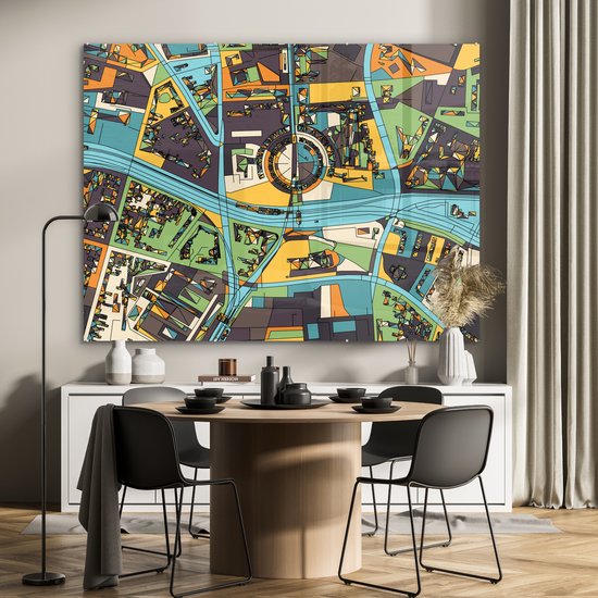 MuchoWow® Peinture sur verre 160x120 cm - Peinture sur verre acrylique - Illustration de la ville de Berlin - Photo sur verre - Peintures