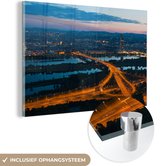 MuchoWow® Glasschilderij 60x40 cm - Schilderij acrylglas - Wenen - Oostenrijk - Nacht - Foto op glas - Schilderijen