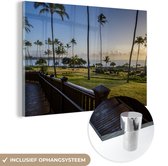 MuchoWow® Glasschilderij 60x40 cm - Schilderij acrylglas - Zonsopgang Kauai - Foto op glas - Schilderijen