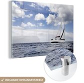 MuchoWow® Peinture sur verre 150x100 cm - Peinture sur verre acrylique - Voilier sous un ciel nuageux - Photo sur verre - Peintures