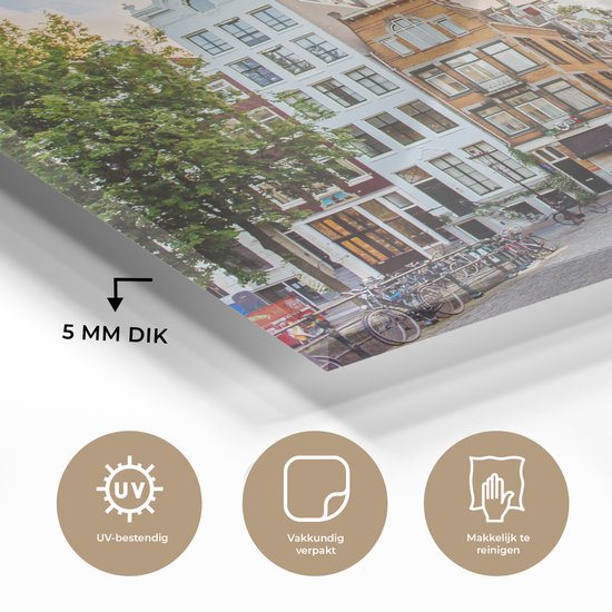 MuchoWow® Peinture sur Verre - Canal Houses Amsterdam - 150x100 cm - Peintures sur Verre Acrylique - Photo sur Glas