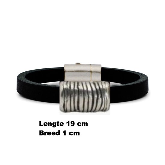 Terra Genova -Aparte armband - van zwart leer - met grote concho