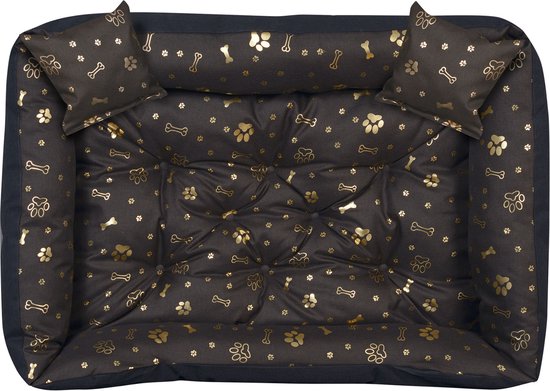 KingDog Honden- en kattenbed met twee kussens Hondenkussen Hondenmand Huisdierbed wasbaar waterdicht PVC-materiaal (XXL 130 x 105 cm, blauw) (Lichtgrijs, 3XL 145x115cm