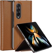Geschikt voor Dux Ducis Samsung Galaxy Z Fold 4 Book Case Hoesje Bruin