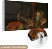 MuchoWow® Glasschilderij 160x80 cm - Schilderij acrylglas - Stilleven met kreeft en fruit - Schilderij van Willem Kalf - Foto op glas - Schilderijen