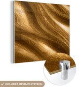 MuchoWow® Glasschilderij 20x20 cm - Schilderij acrylglas - Gouden verf - Foto op glas - Schilderijen