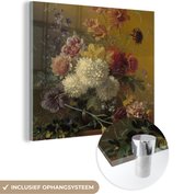 MuchoWow® Glasschilderij 50x50 cm - Schilderij acrylglas - Stilleven met bloemen - Schilderij van G.J.J Van Os - Foto op glas - Schilderijen