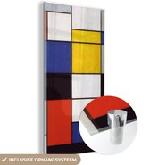 MuchoWow® Glasschilderij 40x80 cm - Schilderij acrylglas - Compositie A - Piet Mondriaan - Foto op glas - Schilderijen
