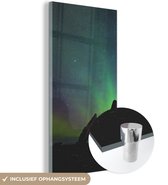 MuchoWow® Glasschilderij 40x80 cm - Schilderij acrylglas - Noorderlicht - IJsland - Natuur - Foto op glas - Schilderijen